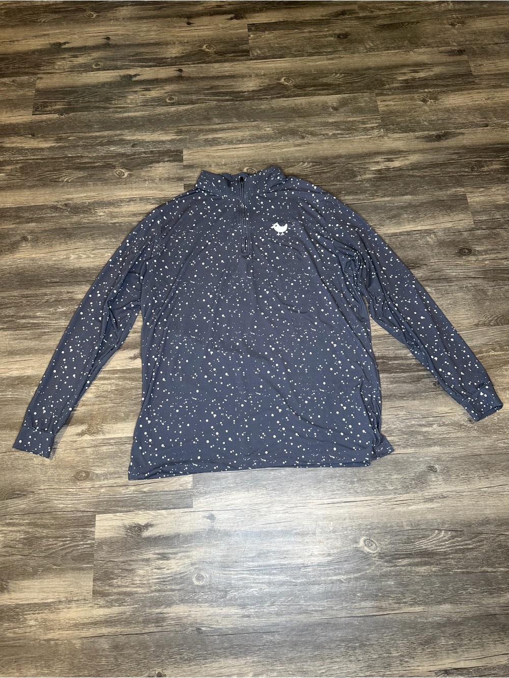 Bad Birdie Golf Pullover Men’s M Gray White Splatter 1/4 Zip Performance Shirt